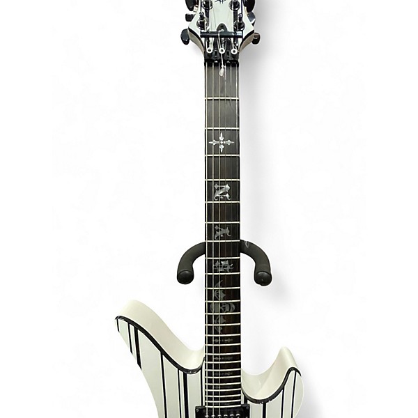 Used Schecter Guitar Research Synyster Gates Signature Standard WHITE WITH BLACK STRIPES Solid Body Electric Guitar