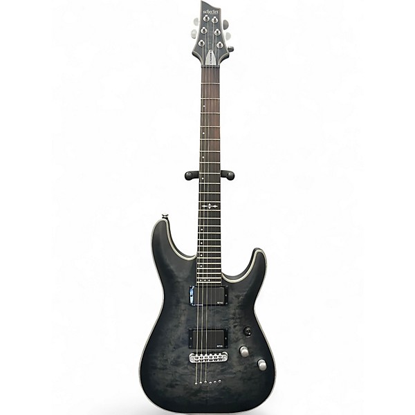 Used Schecter Guitar Research C1 Platinum Trans Black Solid Body Electric Guitar