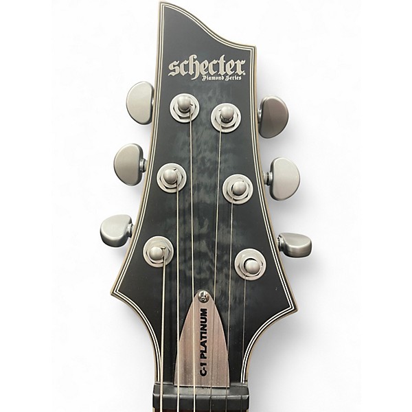 Used Schecter Guitar Research C1 Platinum Trans Black Solid Body Electric Guitar