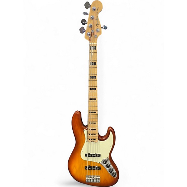 Used Fender American Elite Jazz Bass 5 String Caramel Burst Electric Bass Guitar