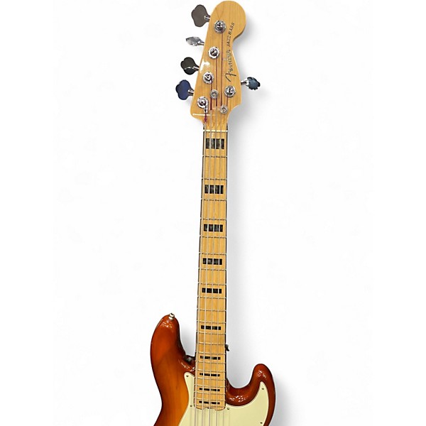 Used Fender American Elite Jazz Bass 5 String Caramel Burst Electric Bass Guitar