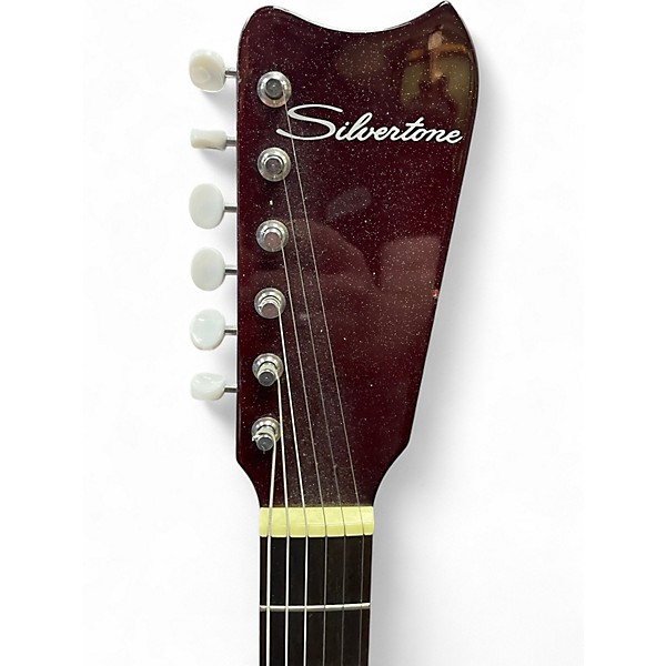 Used Silvertone St Style Purple Sparkle Solid Body Electric Guitar