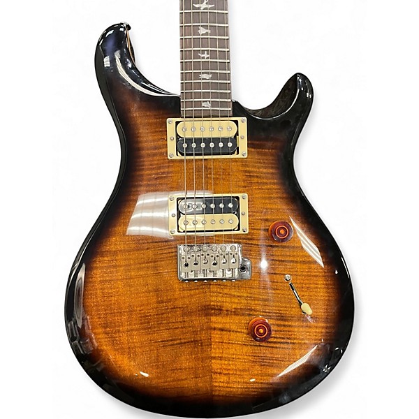 Used PRS SE Custom 24 Black and Gold Sunburst Solid Body Electric Guitar