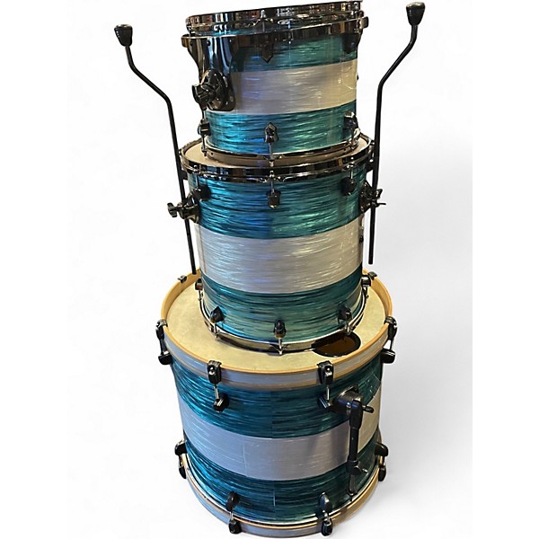 Used SJC Drums 3 Piece CUSTOM 3 PIECE Ocean Turquoise Drum Kit