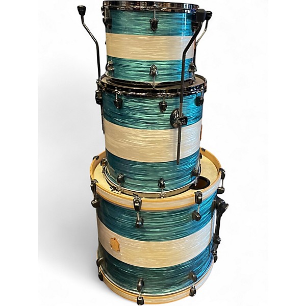 Used SJC Drums 3 Piece CUSTOM 3 PIECE Ocean Turquoise Drum Kit