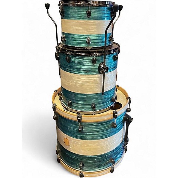 Used SJC Drums 3 Piece CUSTOM 3 PIECE Ocean Turquoise Drum Kit