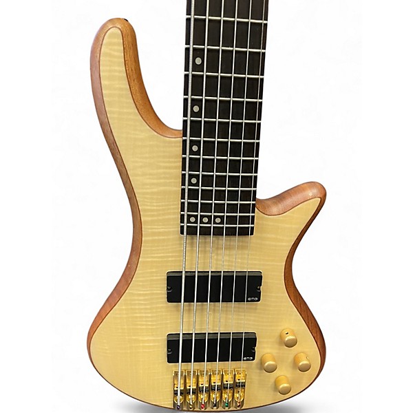 Used Schecter Guitar Research Stiletto Custom 6 String satin natural Electric Bass Guitar