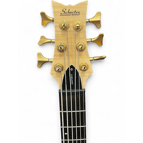 Used Schecter Guitar Research Stiletto Custom 6 String satin natural Electric Bass Guitar