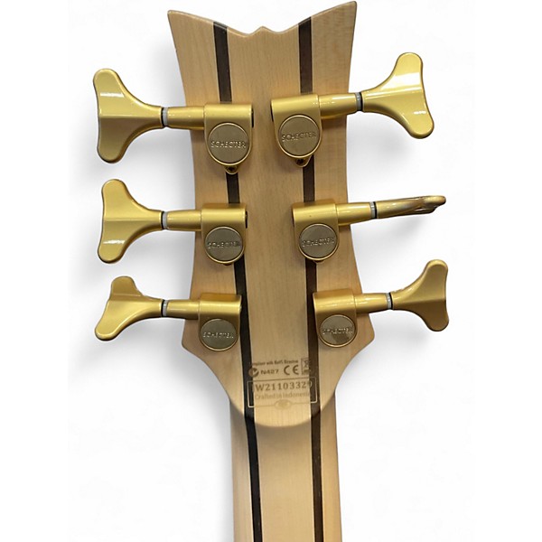 Used Schecter Guitar Research Stiletto Custom 6 String satin natural Electric Bass Guitar