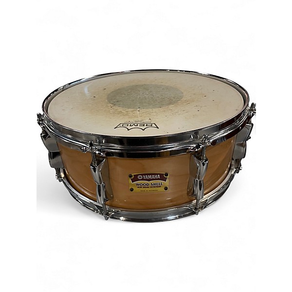 Used Yamaha 14X5.5 wood shell snare Natural Drum