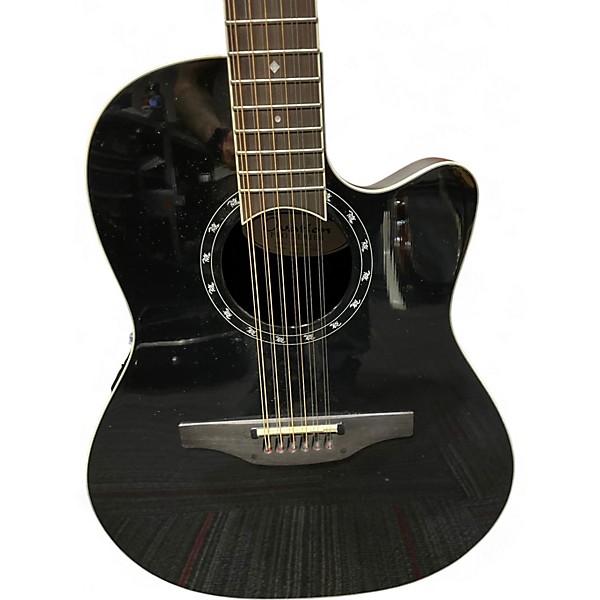 Used Ovation 2751AX-5-G Black 12 String Acoustic Electric Guitar