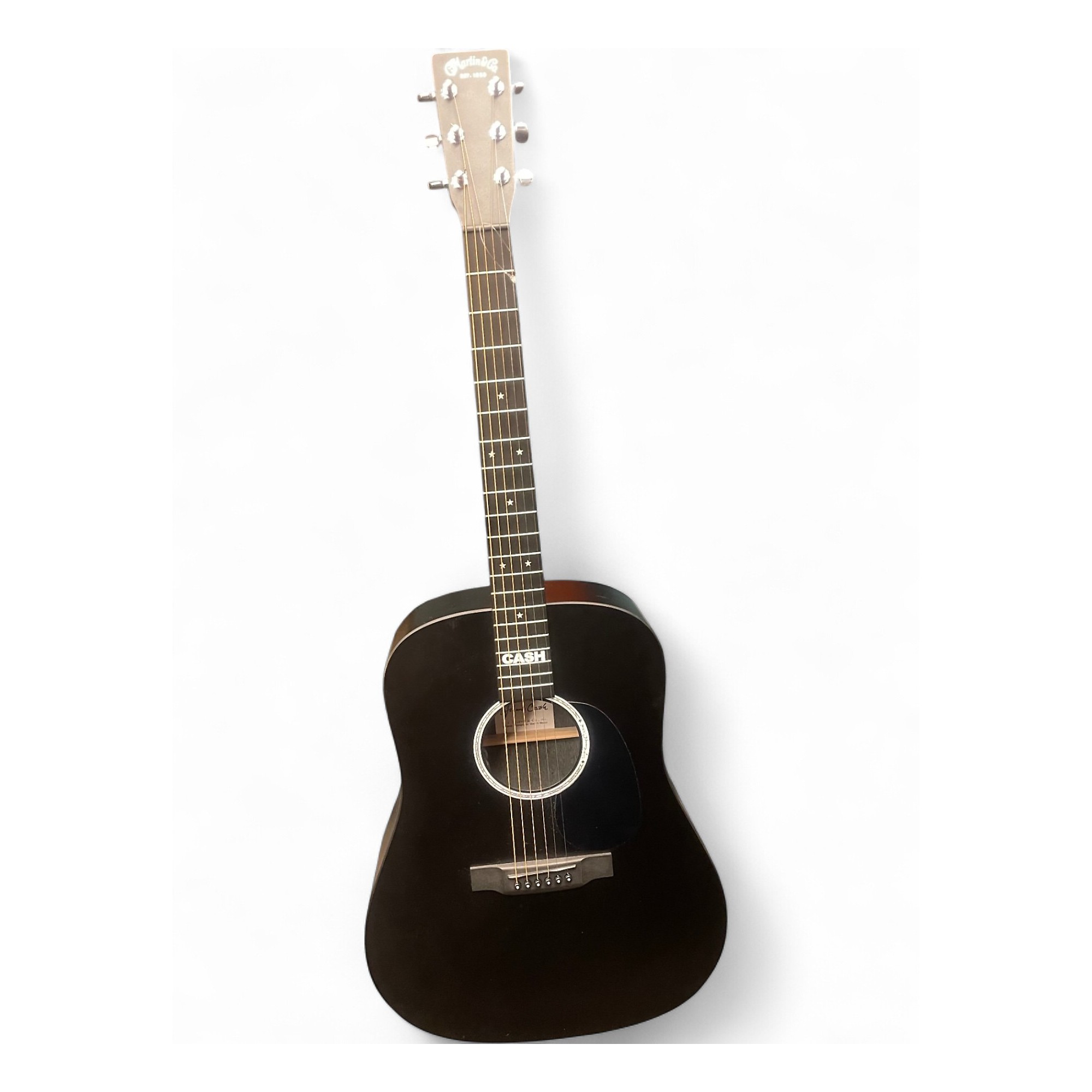Used Martin DX Johnny Cash Black Acoustic Electric Guitar