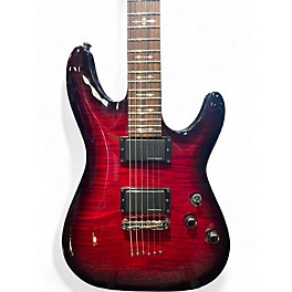 Used Schecter Guitar Research Demon 6 Crimson Red Burst Solid Body Electric Guitar