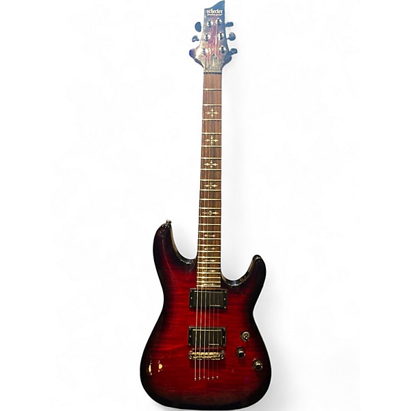 Used Schecter Guitar Research Demon 6 Crimson Red Burst Solid Body Electric Guitar