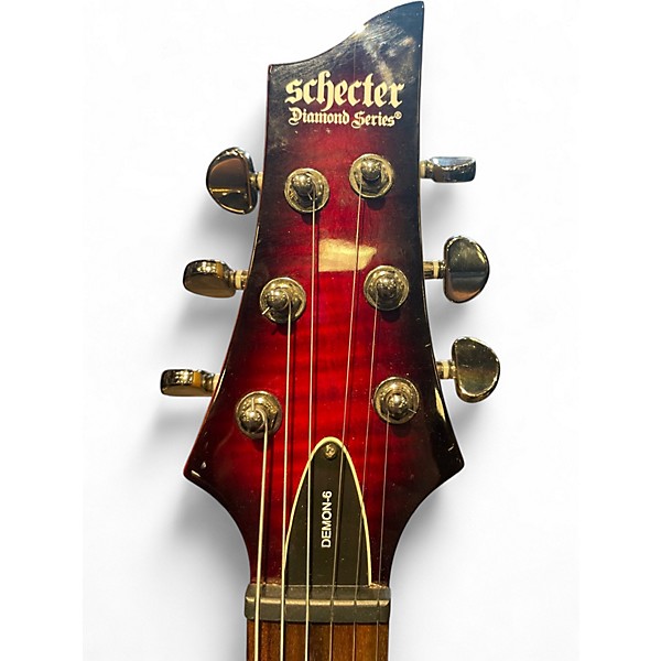 Used Schecter Guitar Research Demon 6 Crimson Red Burst Solid Body Electric Guitar