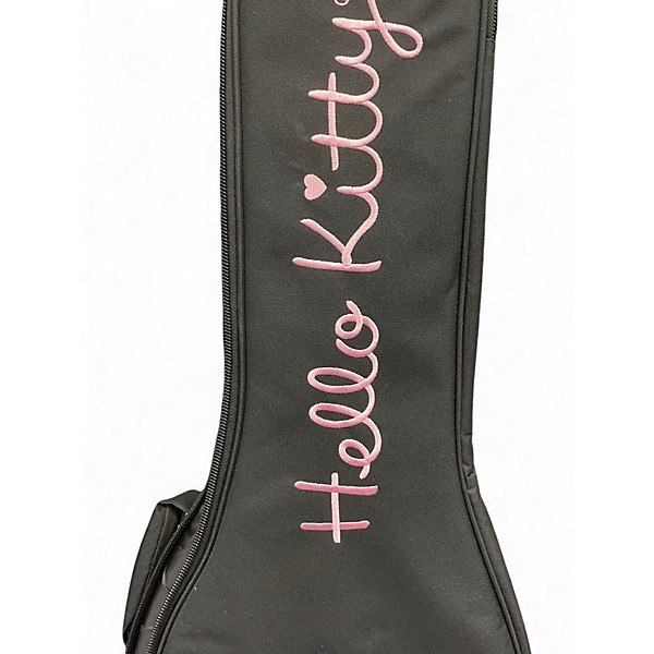 Used Squier Hello Kitty Stratocaster Single Hum Black With Kitty Pickguard Classic White Solid Body Electric Guitar