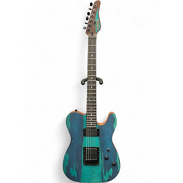 Used Schecter Guitar Research USA PT CUSTOM HH BLUE STAINED SPALTED MAPLE Solid Body Electric Guitar