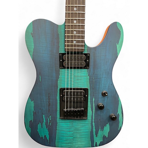 Used Schecter Guitar Research USA PT CUSTOM HH BLUE STAINED SPALTED MAPLE Solid Body Electric Guitar