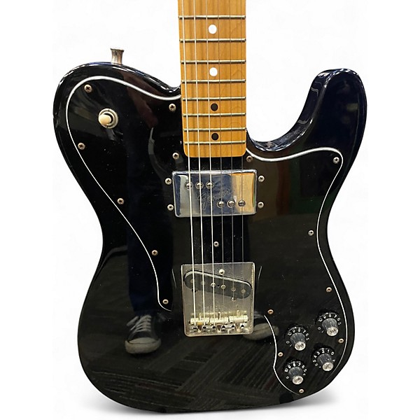 Vintage 1997 Fender 1972 Reissue Telecaster Deluxe Black Solid Body Electric Guitar
