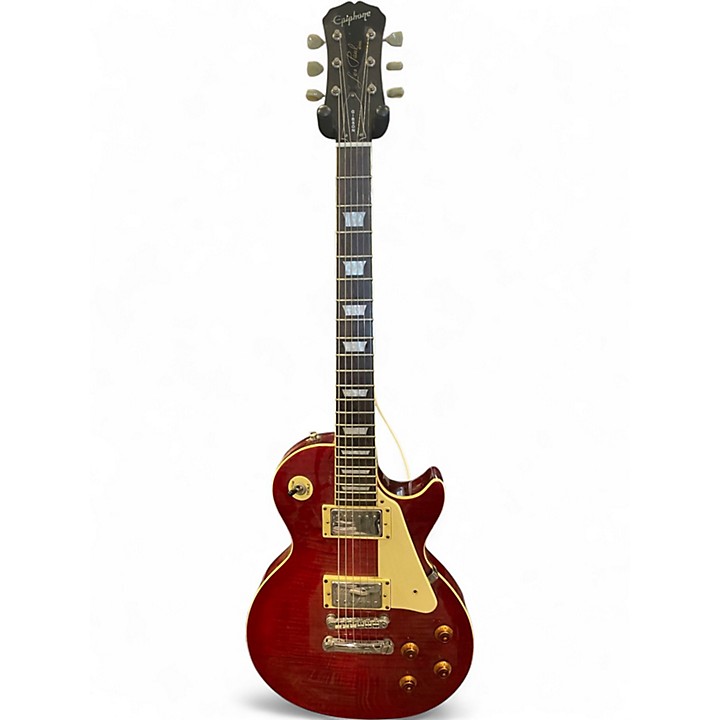 Used 2000s Epiphone Les Paul Classic Crimson Red Trans Solid