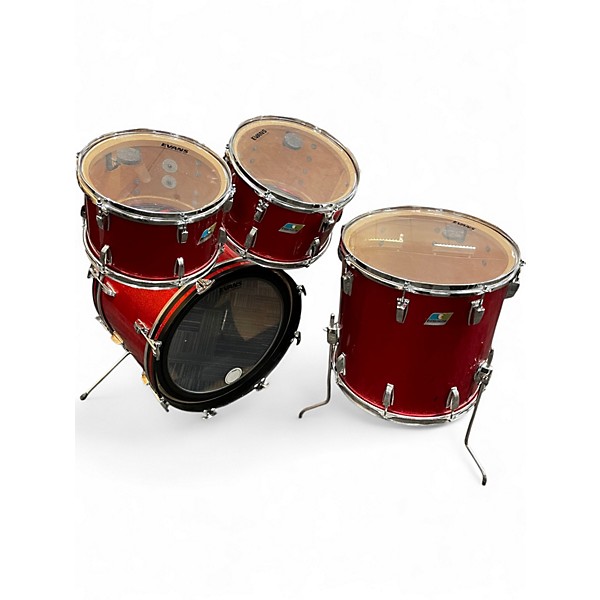 Vintage 1970s Ludwig 4 Piece Super Classic Red Sparkle Drum Kit