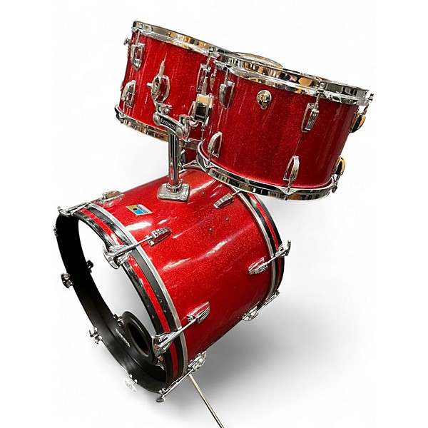 Vintage 1970s Ludwig 4 Piece Super Classic Red Sparkle Drum Kit