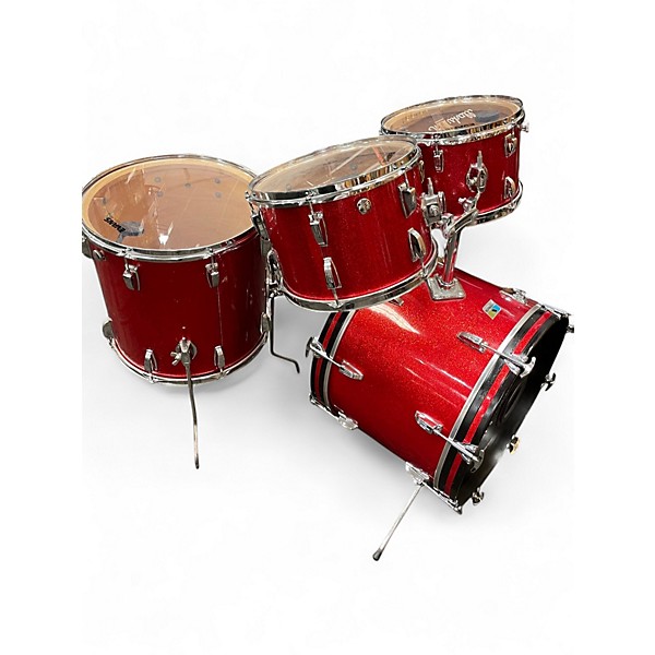 Vintage 1970s Ludwig 4 Piece Super Classic Red Sparkle Drum Kit
