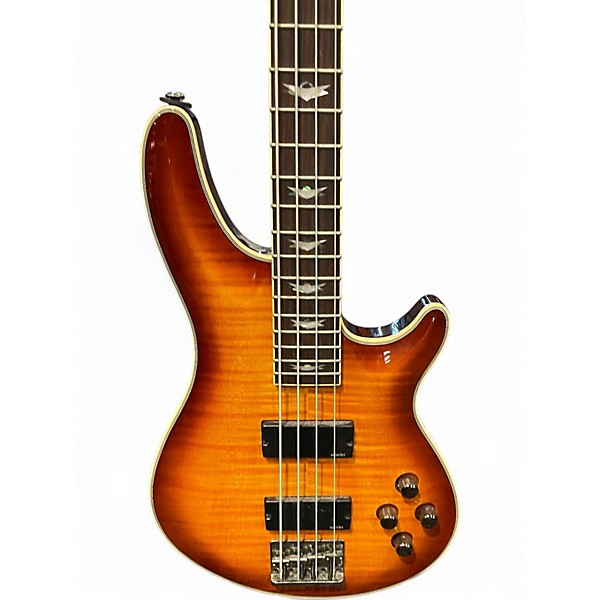Used Schecter Guitar Research Omen 4 String Brown Sunburst Electric Bass Guitar