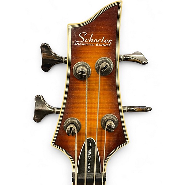Used Schecter Guitar Research Omen 4 String Brown Sunburst Electric Bass Guitar