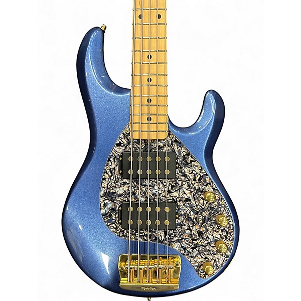 Used Ernie Ball Music Man Stingray HH 5 String Paceur Blue Electric Bass Guitar