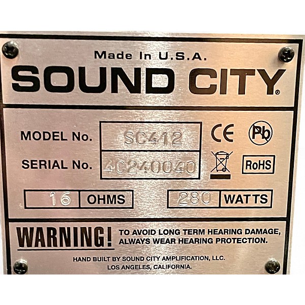 Used Sound City SC412 4x12 Cabinet Guitar Cabinet