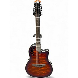 Used Ovation C2058AXP Quilted Burst 12 String Acoustic Electric Guitar