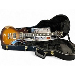 Used Dean Usa Leslie West Signature Tattered N Torn Relic 2 Color Sunburst Solid Body Electric Guitar