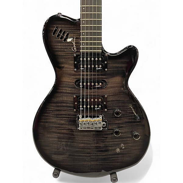 Used 2004 Godin XTSA LEAFTOP Trans Black Solid Body Electric Guitar