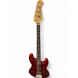 Used Lakland skyline series 44aj Crimson Red Trans Electric Bass Guitar