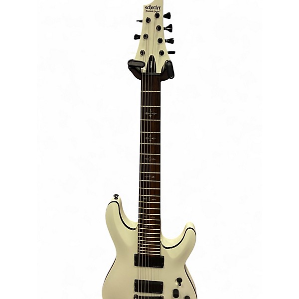 Used Schecter Guitar Research Demon 7 String White Solid Body Electric Guitar