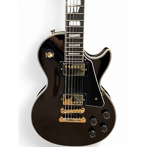 Used Epiphone  Les Paul Custom Black and Gold Solid Body Electric Guitar