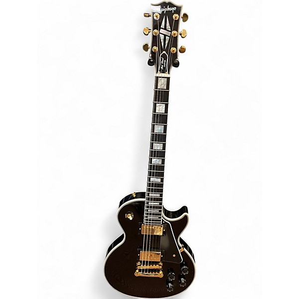 Used Epiphone  Les Paul Custom Black and Gold Solid Body Electric Guitar