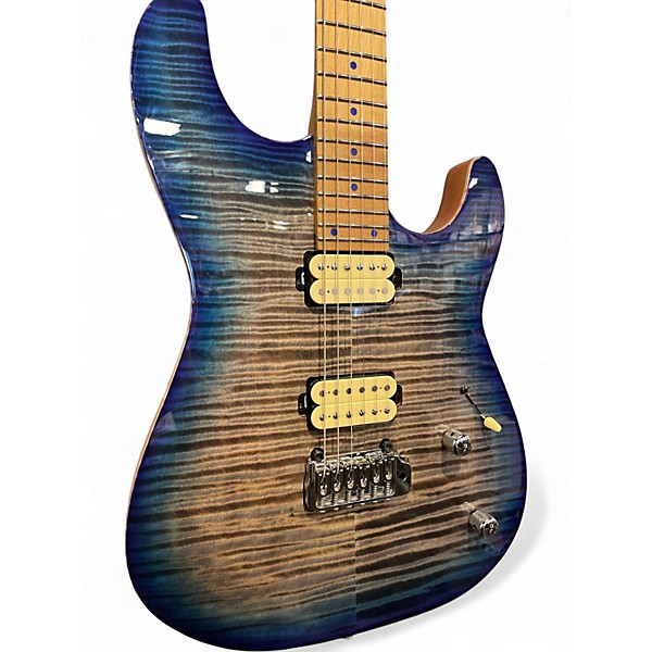 Used Kiesel Theos 6 Cali Blue Aqua Purple Burst Solid Body Electric Guitar