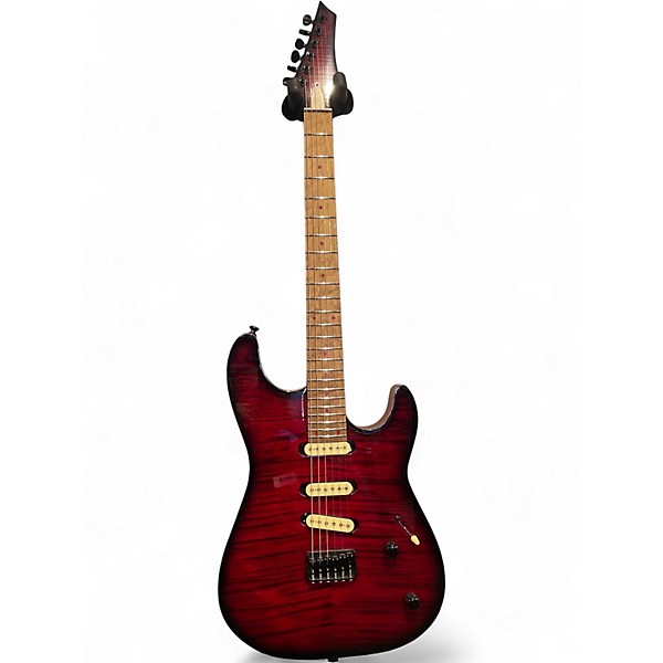 Used Kiesel Theos 6 with Hipshot Deep Red Over Flame Solid Body Electric Guitar