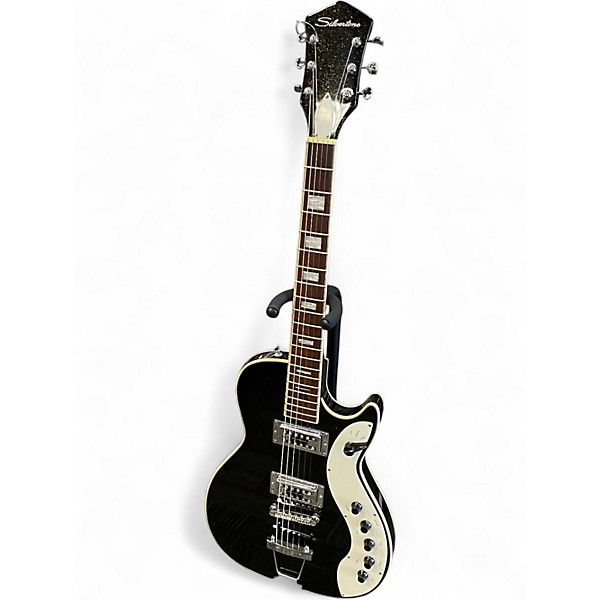 Used Silvertone 1423 Black and Gold Solid Body Electric Guitar