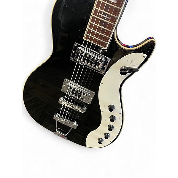 Used Silvertone 1423 Black and Gold Solid Body Electric Guitar