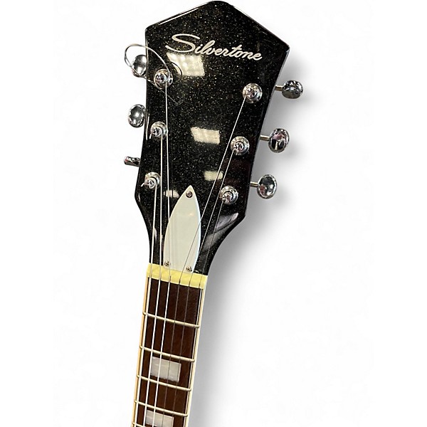 Used Silvertone 1423 Black and Gold Solid Body Electric Guitar