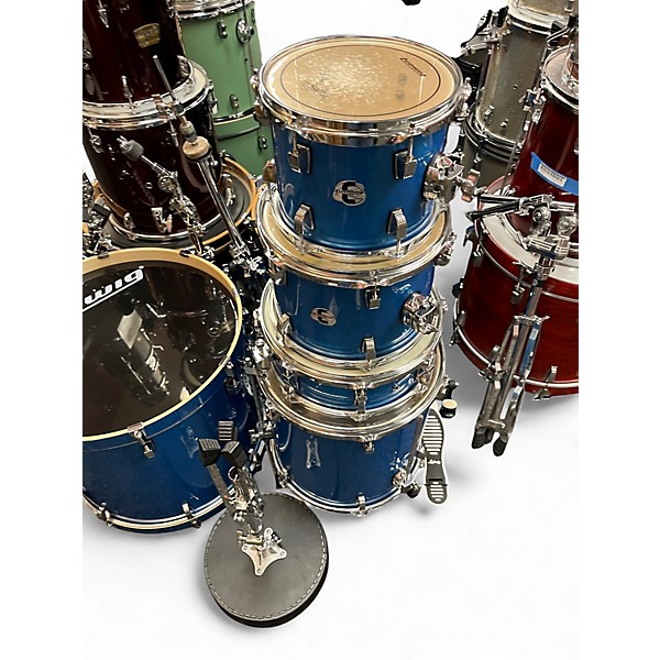 Used Ludwig 5 Piece Element Evolution blue sparkle Drum Kit