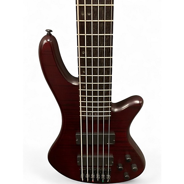 Used Schecter Guitar Research Stiletto Custom 6 String Trans Red Electric Bass Guitar
