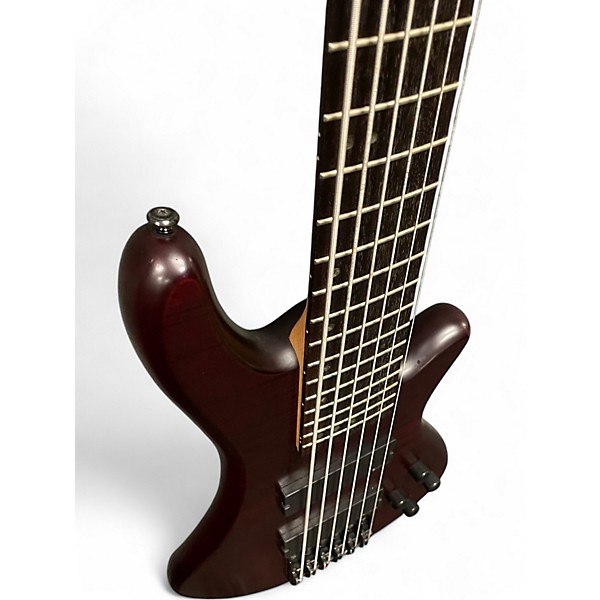 Used Schecter Guitar Research Stiletto Custom 6 String Trans Red Electric Bass Guitar