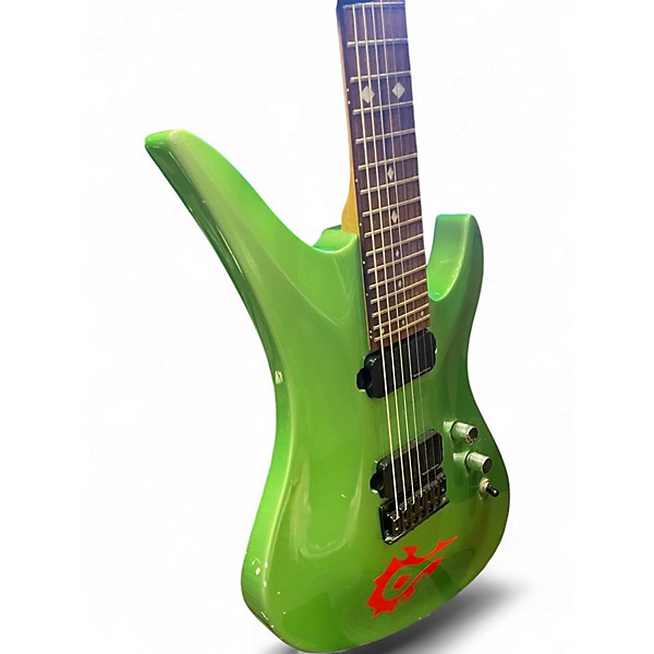 Used Schecter Guitar Research Diamond Series A-7 Green Sparkle Finish Solid Body Electric Guitar