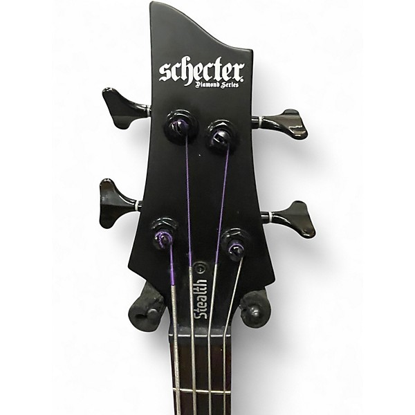 Used Schecter Guitar Research Stiletto STEALTH 4 String Black Electric Bass Guitar
