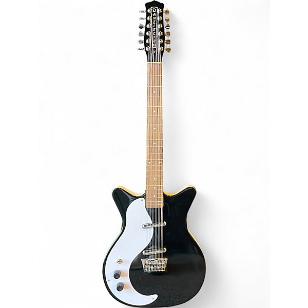 Used Danelectro 12SDC 12-String Black and White Solid Body Electric Guitar