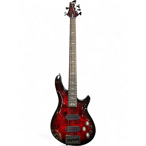 Used Schecter Guitar Research Omen Elite 5 Crimson Burst Electric Bass Guitar